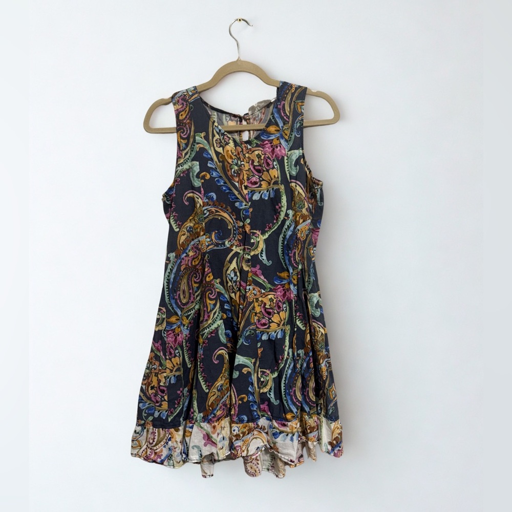 CINO - Paisley Print Sleeveless Sundress / Y2K Style Boho Slip / Beach Coverup